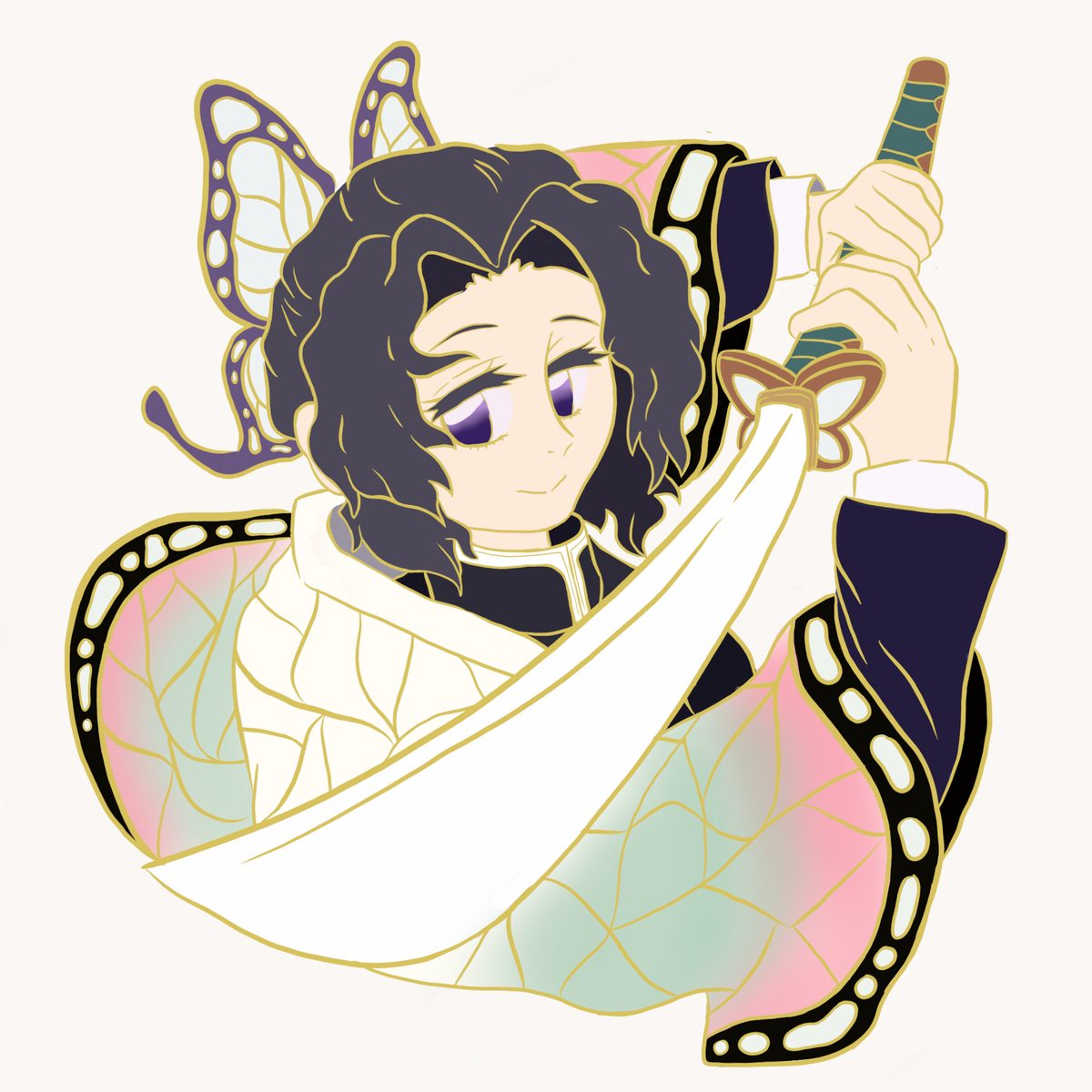 Hashira enamel pin commission — anime butterfly character